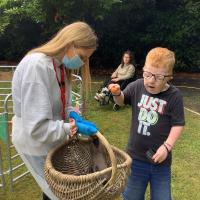 The bunnies loved to be brushed too! 